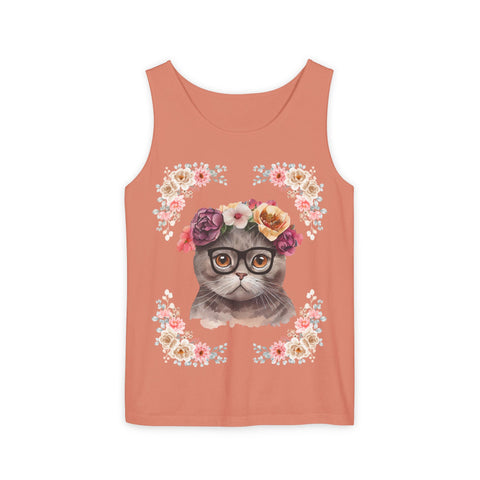 Geeky Goddess Dark Gray Cat Unisex Tank Top