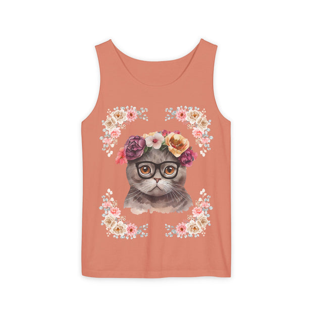Geeky Goddess Dark Gray Cat Unisex Tank Top