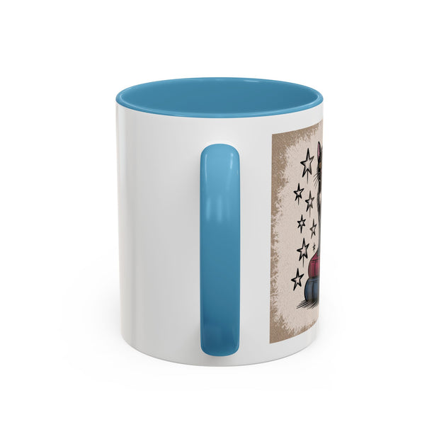 Cat and Book Lover's Accent Coffee Mug