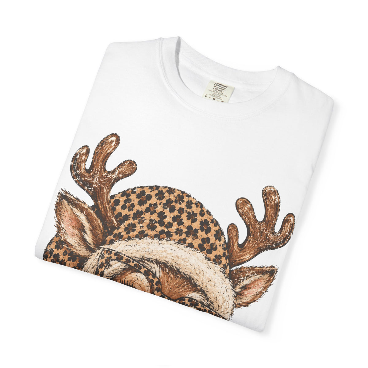 Leopard Reindeer Christmas Shirt, Retro Reindeer Tee, Cheetah Print Holiday Shirt, Cute Christmas T-Shirt, Reindeer Gift for Her