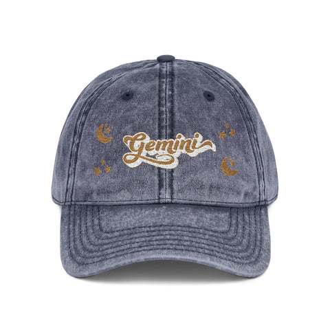'Gemini' Vintage Wash Embroidered Cap