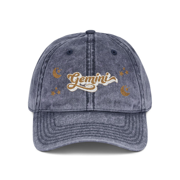'Gemini' Vintage Wash Embroidered Cap
