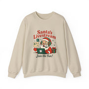Cozy Christmas Crewneck Sweatshirt - Santa's Livestream Fun, Unisex Holiday Pullover, Gift for Gamers, Xmas Comfort Wear, Festive Sweatshirt