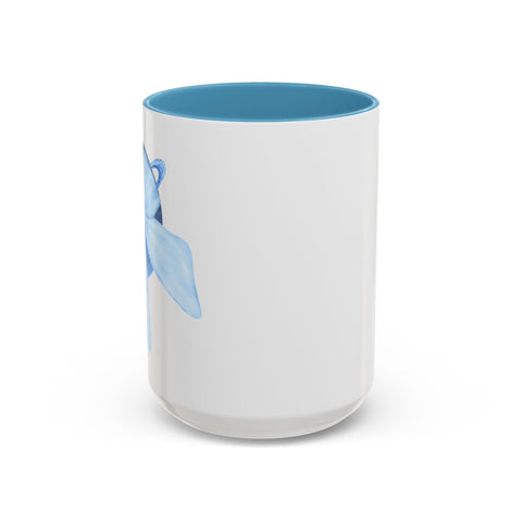 Blue Saturn Wrapped In A Blue Bow Accent Coffee Mug
