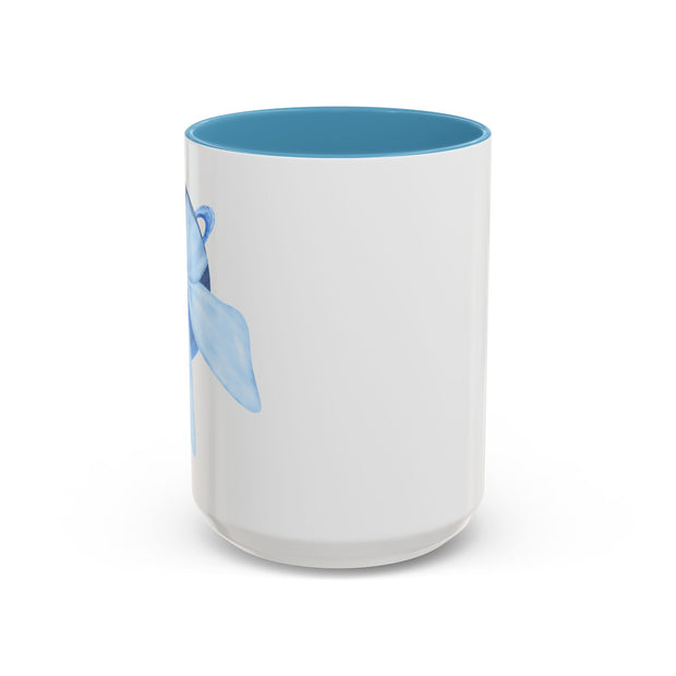 Blue Saturn Wrapped In A Blue Bow Accent Coffee Mug