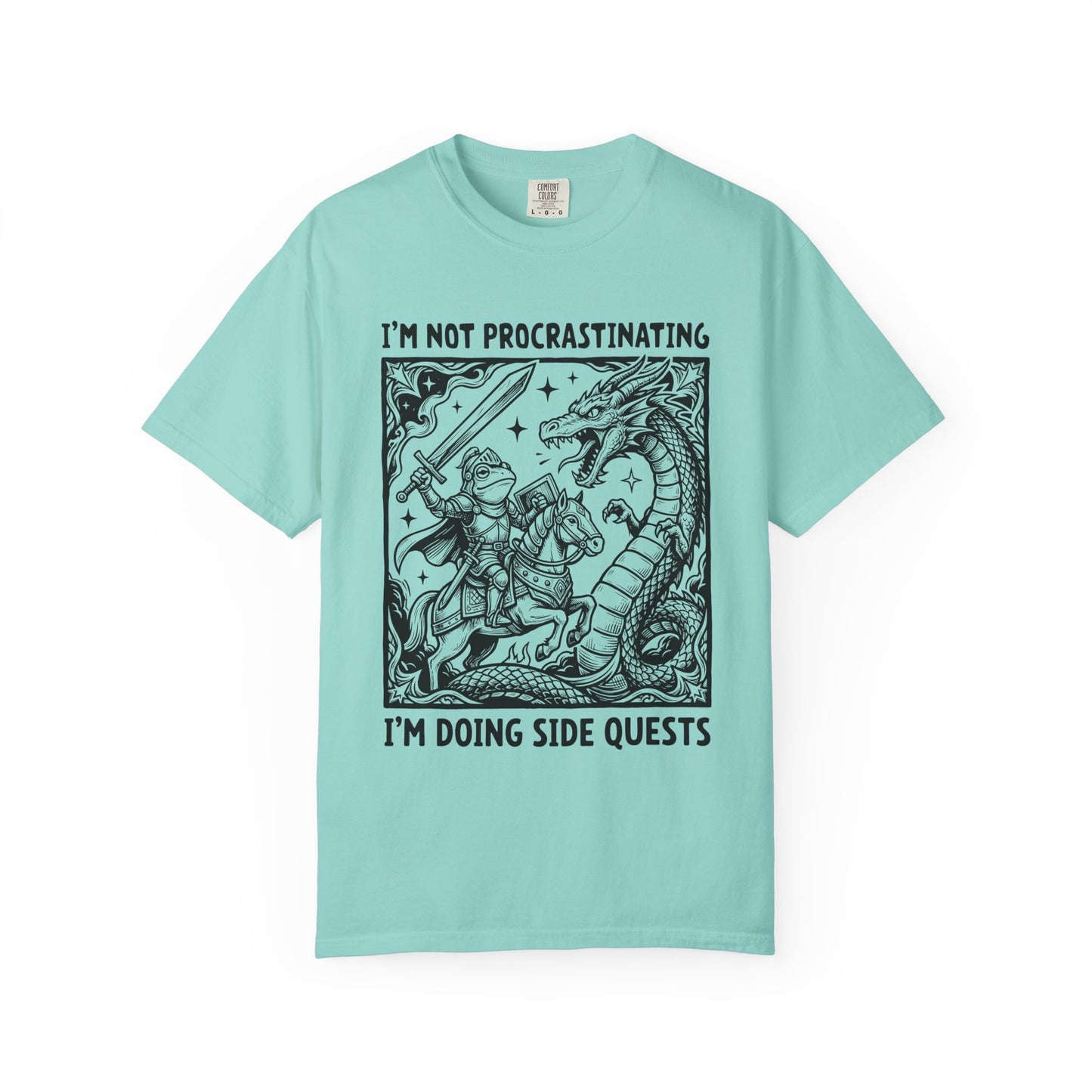 I'm Not Procrastinating I'm Doing Side Quests T-Shirt, Funny Gamer Tee, RPG Knight vs Dragon Shirt, Fantasy Gaming Graphic T-Shirt, Nerd Gift