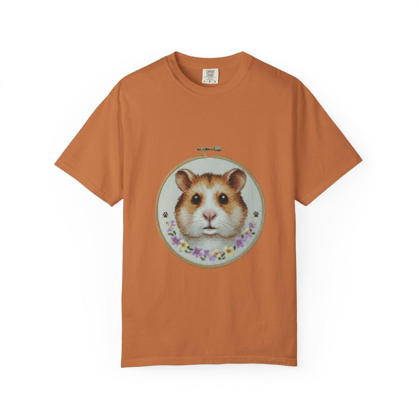 Hamster Portrait Embroidery Hoop T-shirt | Cute Small Pet Illustration