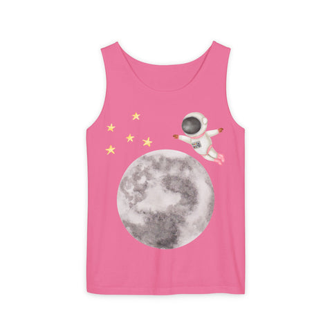 Astronaut Flying To The Moon Unisex Tank Top