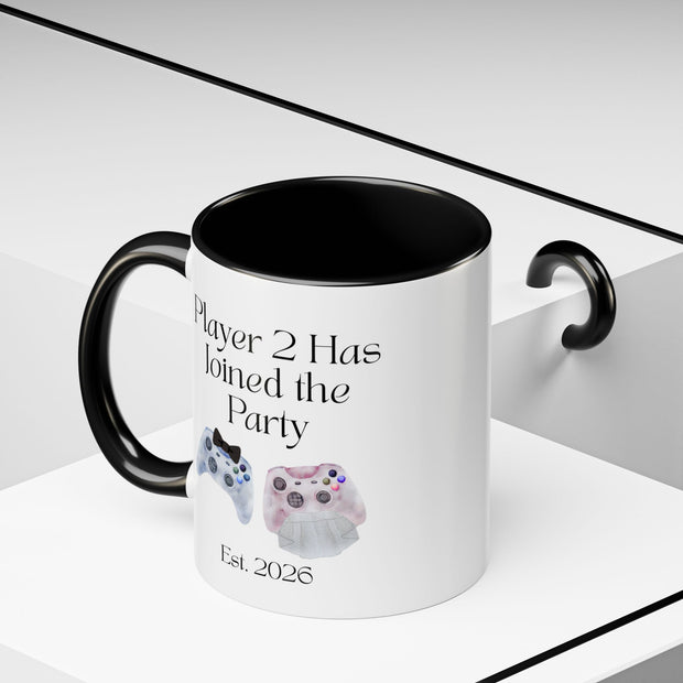 'Player 2 Has Joined The Party' 'Est. 2026' Accent Coffee Mug