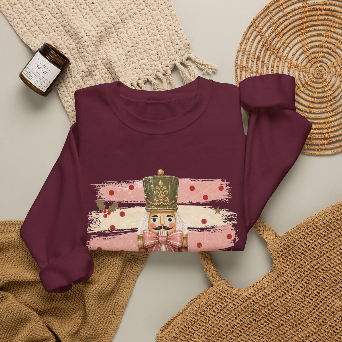 Coquette Nutcracker Sweatshirt, Pink Bow Christmas Crewneck, Nutcracker Christmas Shirt, Girly Holiday Sweatshirt, Vintage Christmas Gift