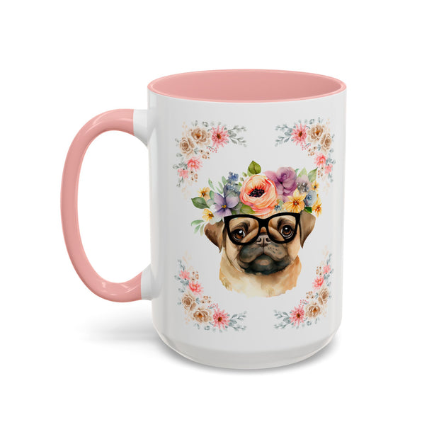 Geeky Goddess Pug Accent Coffee Mug