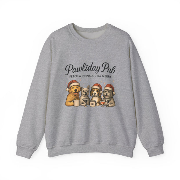 Pawlidday Pub Sweatshirt, Cozy Dog Lover Crewneck, Funny Pet Sweatshirt, Holiday Dog Apparel, Gift for Animal Lovers