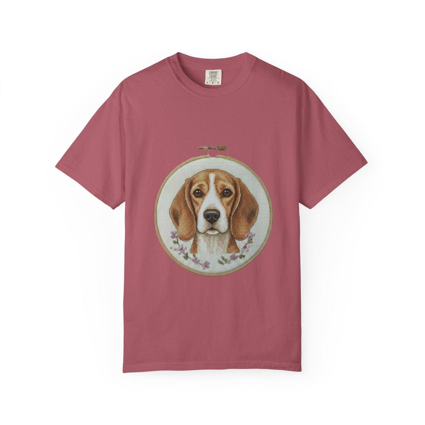 Beagle Portrait Embroidery Hoop T-shirt | Dog Art Tee