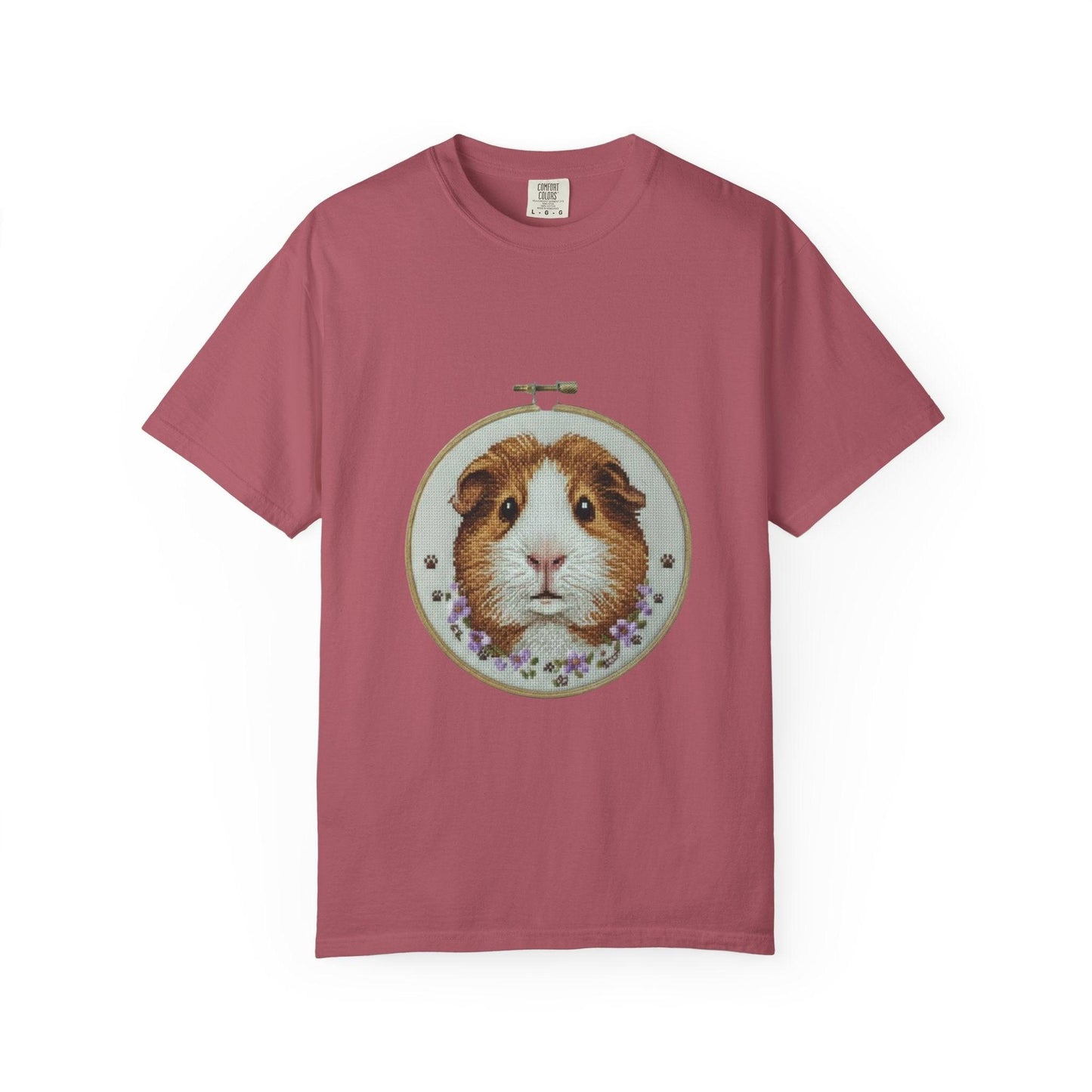 Guinea Pig Portrait T-shirt | Embroidery Hoop Style, Cute Pet Graphic