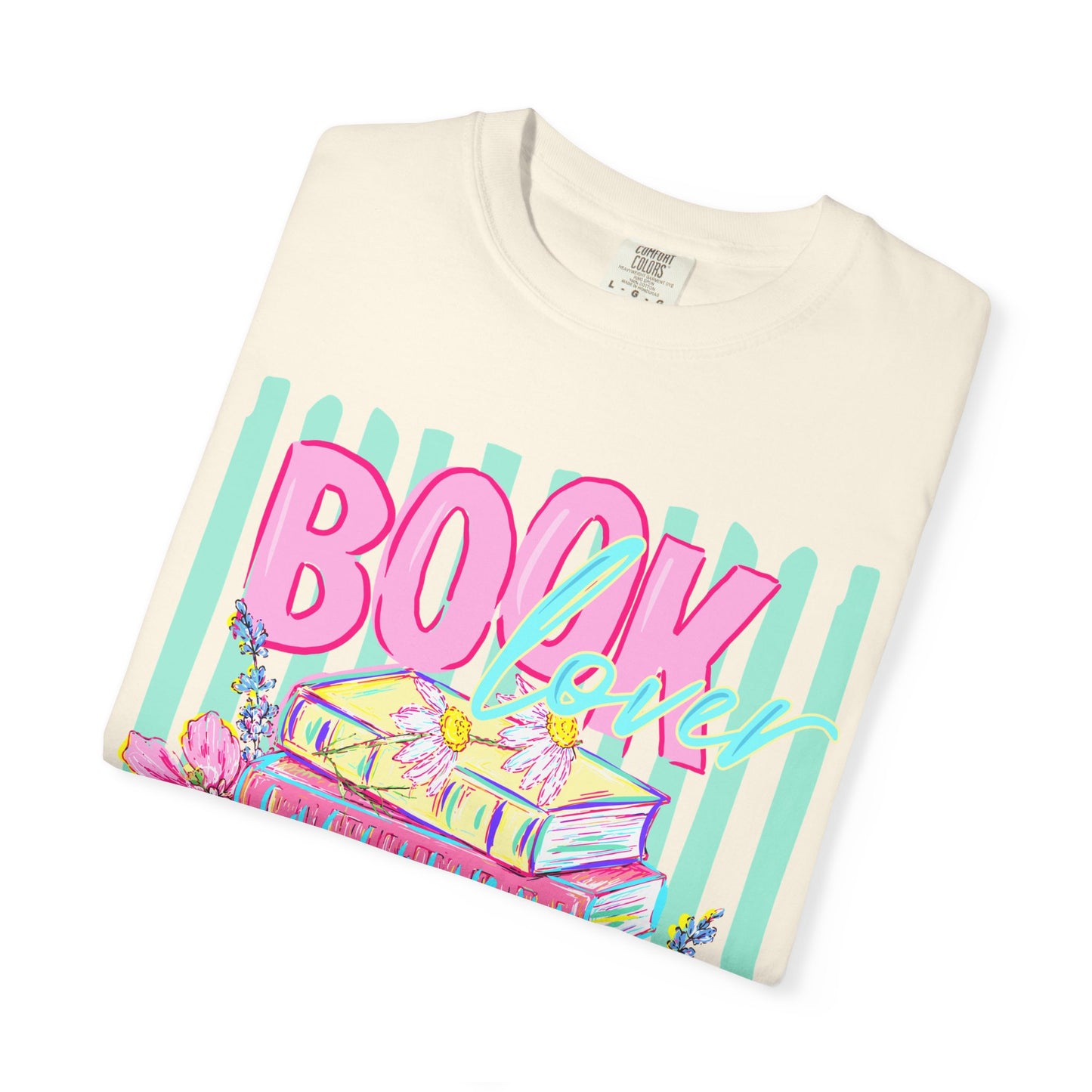 Book Lover Stack T-Shirt, Pastel Book Stack Floral Tee, Cozy Reader Shirt, Booktok Graphic T-Shirt, Cute Bookish Gift for Women