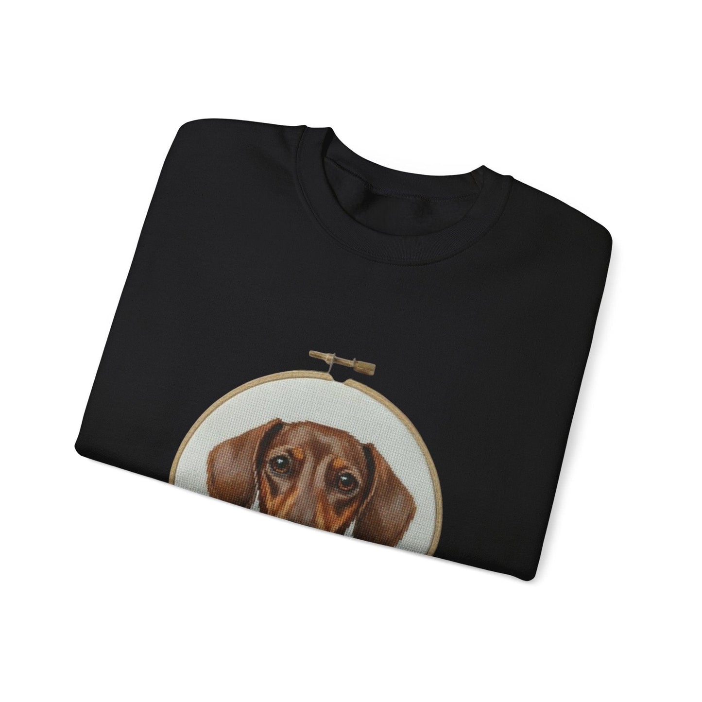Dachshund Portrait Sweatshirt | Embroidery Hoop Dog Art, Cute Wiener Dog