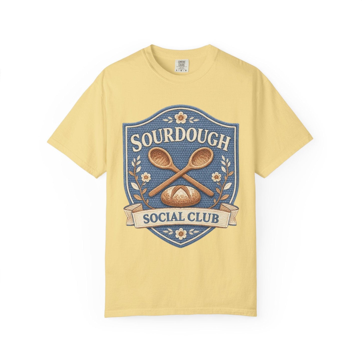 Sourdough Social Club T-shirt | Vintage Baking Badge, Bread Loaf & Spoons