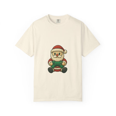 Festive Santa Gaming T-Shirt, Unisex Holiday Tee, Funny Christmas Shirt, Gamer Gift, Cute Santa Design