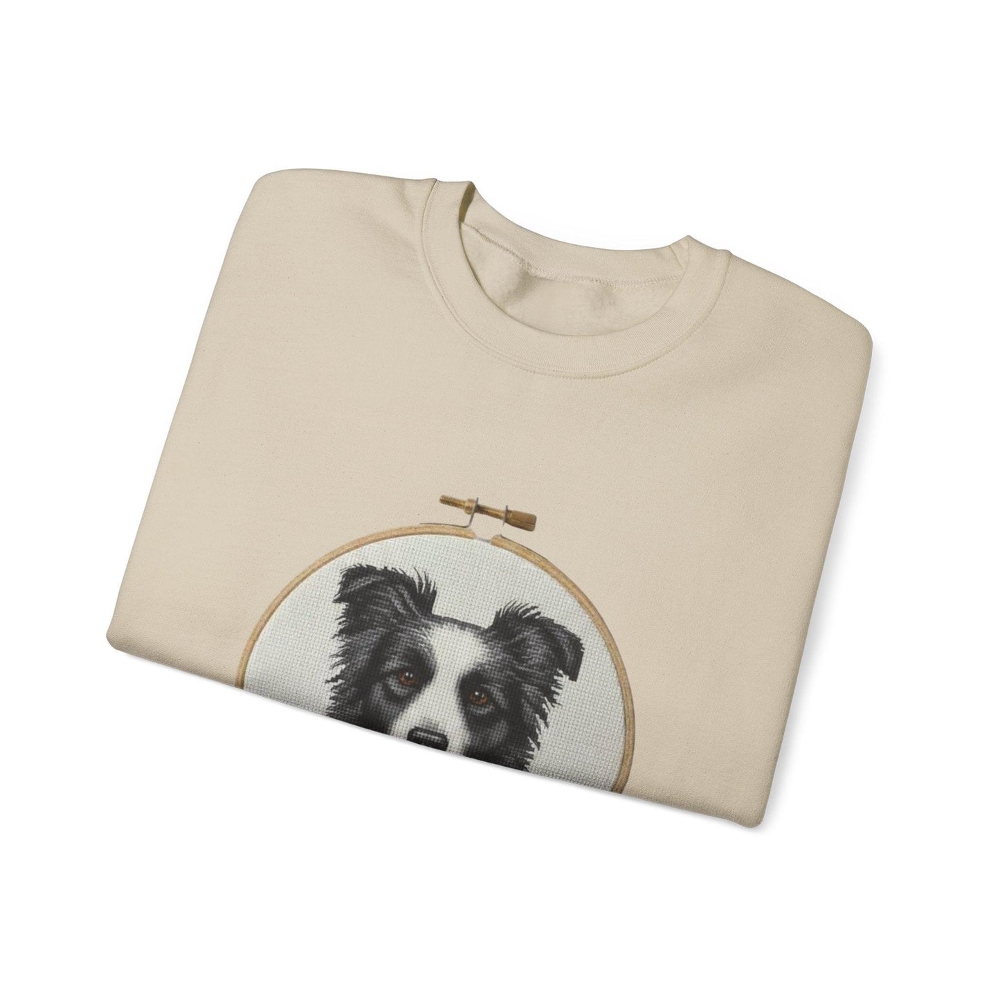 Border Collie Portrait Crewneck Sweatshirt | Embroidery Hoop Dog Design