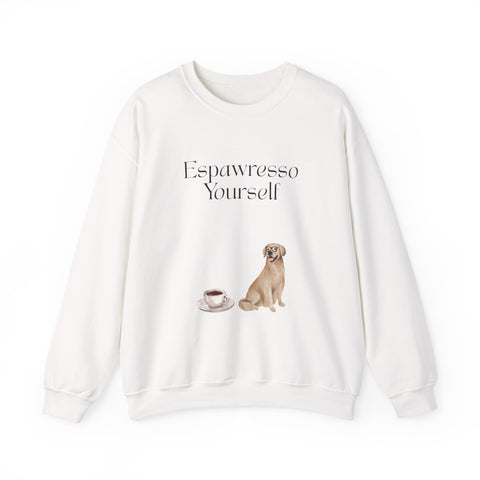 'Espawresso Yourself' Golden Retriever Unisex Crewneck Sweatshirt