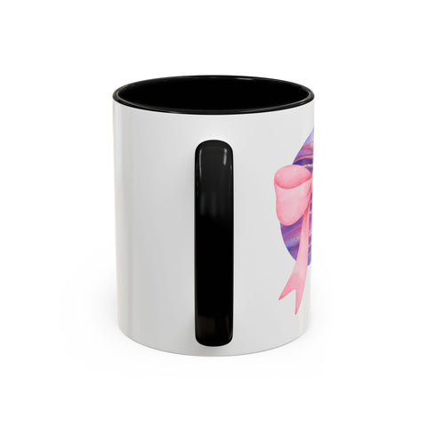 Pink/Purple Planet Wrapped In A Bow Accent Coffee Mug