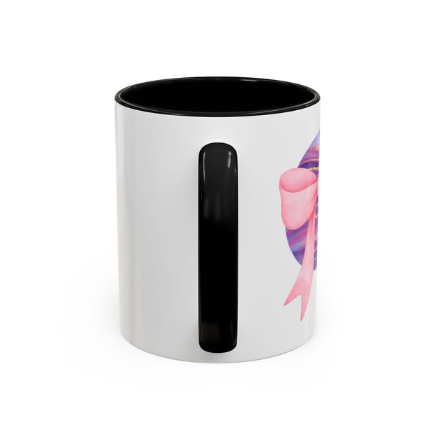 Pink/Purple Planet Wrapped In A Bow Accent Coffee Mug