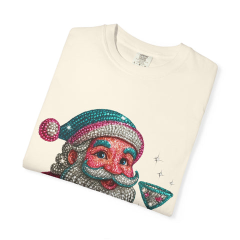 Santa Holding Martini T-Shirt | Vintage Retro Holiday Illustration