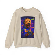 Gaming Golden Doodle Illustration Crewneck Sweatshirt | Retro Arcade Gamer