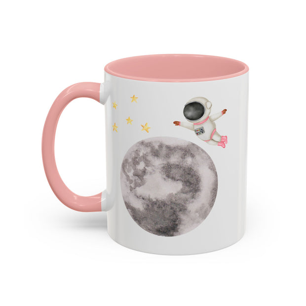 Astronaut Flying To The Moon Accent Coffee Mug
