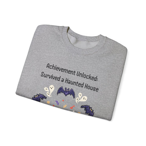 'Achievement Unlocked: Survived A Haunted House' Unisex Crewneck Sweatshirt