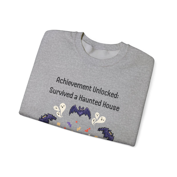 'Achievement Unlocked: Survived A Haunted House' Unisex Crewneck Sweatshirt
