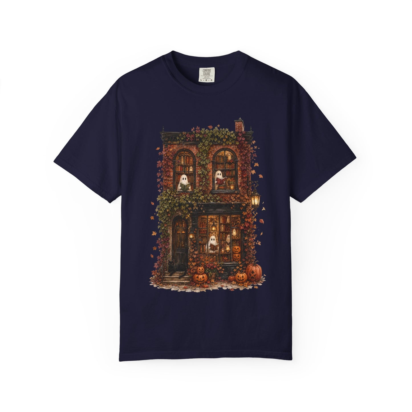 Haunted Bookstore T-Shirt, Cozy Book Lover Halloween Shirt, Ghost Library Tee, Dark Academia Fall Graphic, Spooky Reader Gift