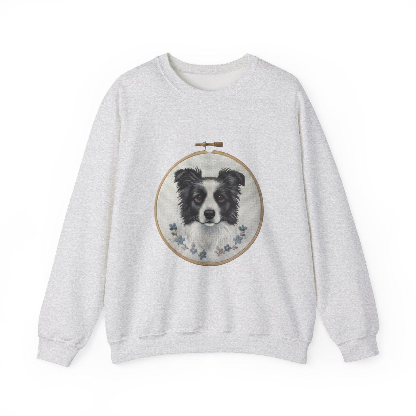 Border Collie Portrait Crewneck Sweatshirt | Embroidery Hoop Dog Design