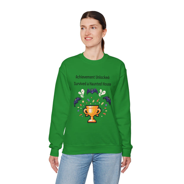 'Achievement Unlocked: Survived A Haunted House' Unisex Crewneck Sweatshirt