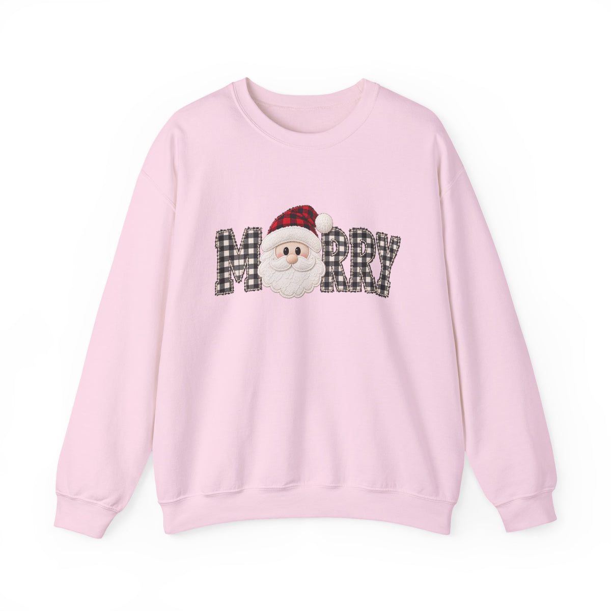Merry Christmas Sweatshirt, Santa Christmas Crewneck, Plaid Holiday Sweater, Cute Santa Shirt, Cozy Christmas Gift for Her