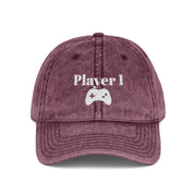 'Player 1' Vintage Embroidered Cap