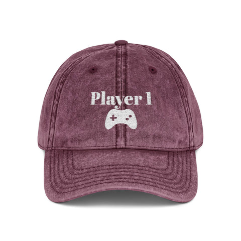 'Player 1' Vintage Embroidered Cap