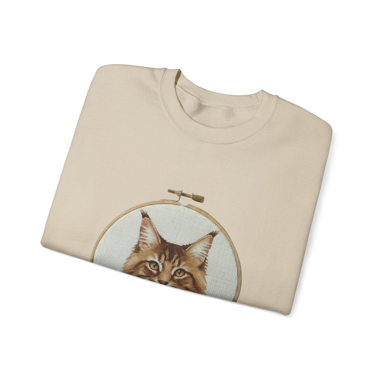 Embroidered Maine Coon Cat Portrait Sweatshirt | Floral Hoop Art