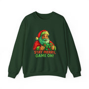 Santa with Game Controller Sweatshirt | Stay Merry Game On Christmas