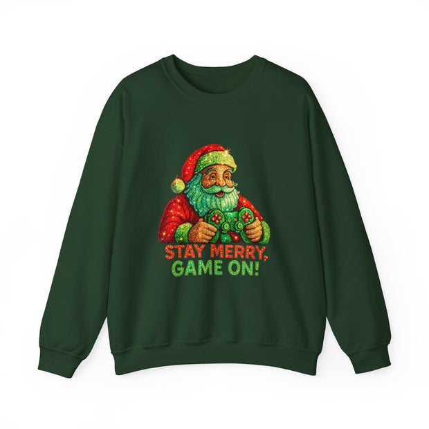 Santa with Game Controller Sweatshirt | Stay Merry Game On Christmas