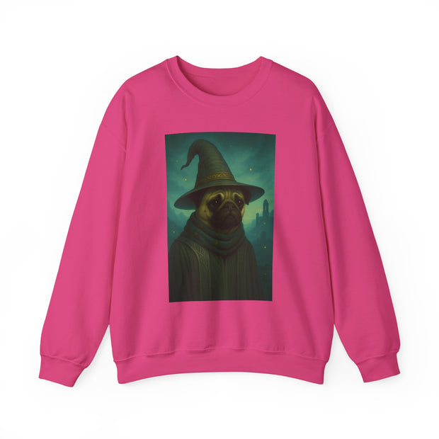 Wizard Pug Sweatshirt, Cozy Unisex Sweatshirt, Funny Pet Lover Gift, Halloween Apparel, Casual Trendy Crewneck