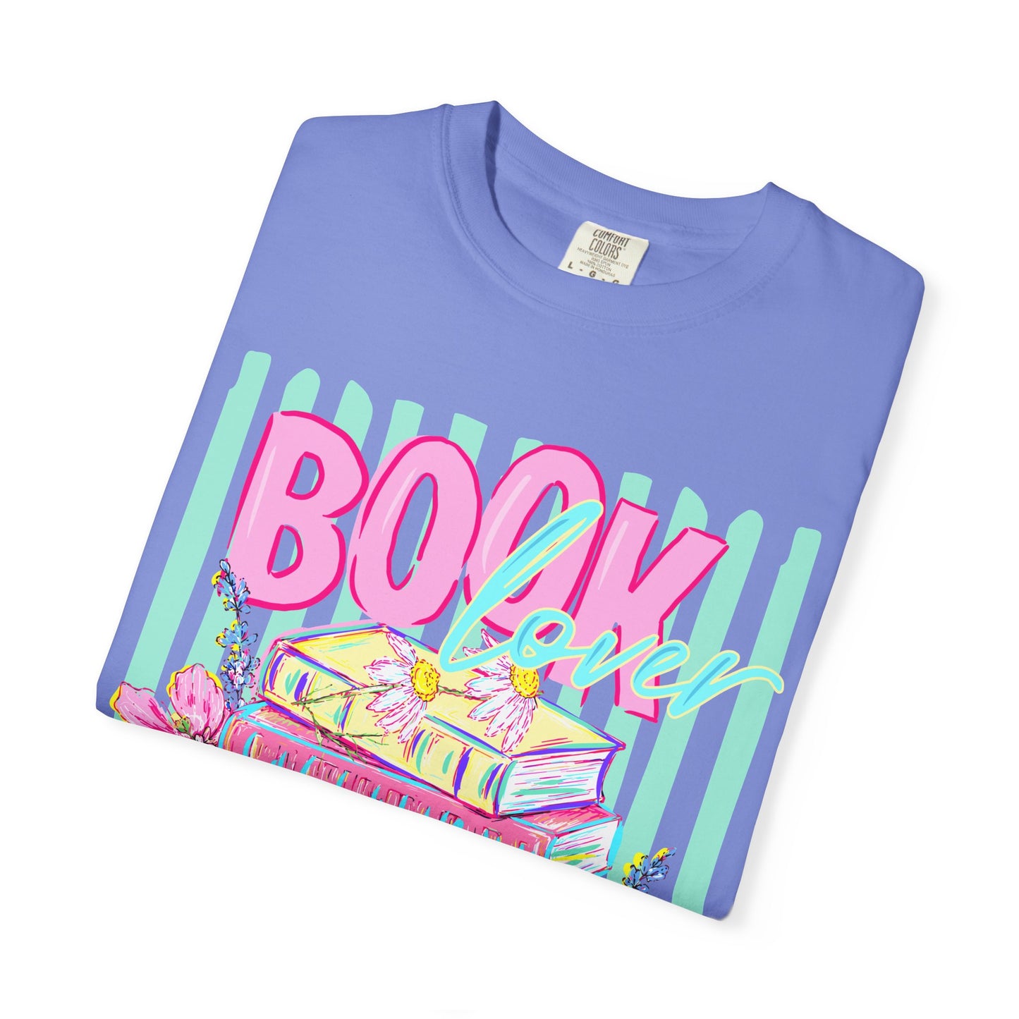 Book Lover Stack T-Shirt, Pastel Book Stack Floral Tee, Cozy Reader Shirt, Booktok Graphic T-Shirt, Cute Bookish Gift for Women
