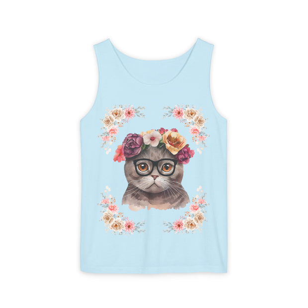 Geeky Goddess Dark Gray Cat Unisex Tank Top