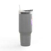 Purple Pumpkin Wrapped In A Bow Insulated Travel Mug, 40oz