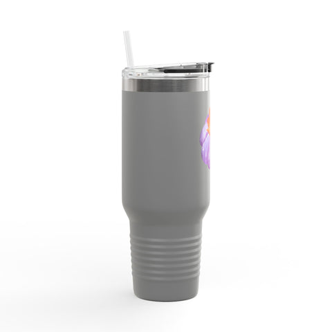 Purple Pumpkin Wrapped In A Bow Insulated Travel Mug, 40oz