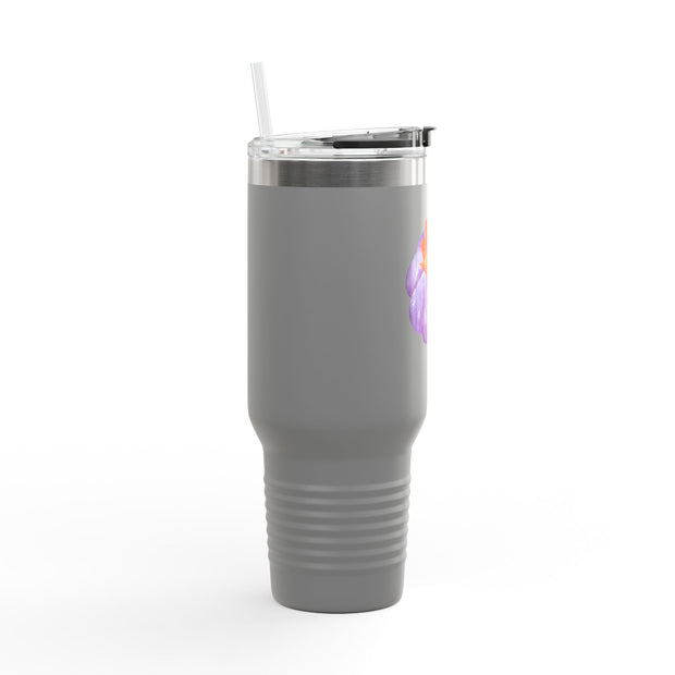 Purple Pumpkin Wrapped In A Bow Insulated Travel Mug, 40oz