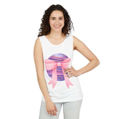 Pink/Purple Planet Wrapped In Bow Unisex Tank Top