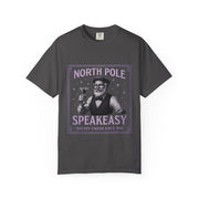 North Pole Speakeasy T-Shirt, Holiday T-Shirt, Unisex Christmas Tee, Vintage Style Tee, Fun Santa Shirt, Festive Gift Idea
