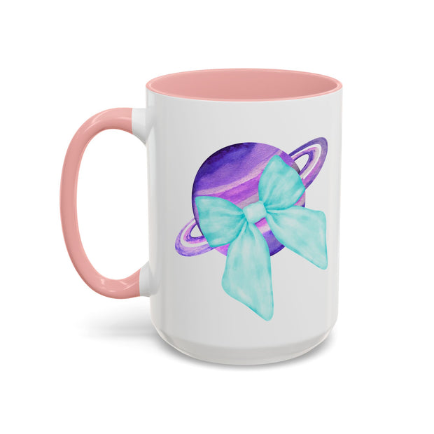 Purple Saturn Wrapped In A Bow Accent Coffee Mug