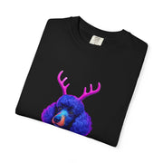 Poodle with Antlers in Light-Up Sweater T-Shirt | Neon Holiday Dog Design